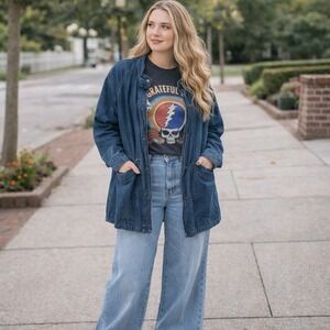 DAKOTA SPORT Womens Denim Jacket‎ Medium Snap Button Drawstring Pockets Made USA